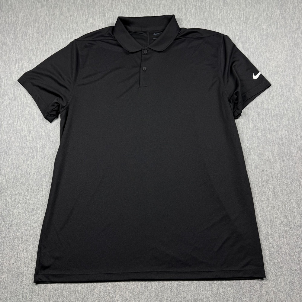 Nike Polo Mens L Black Dri-FIT Short Sleeve Athletic Golf Top DH0824-010